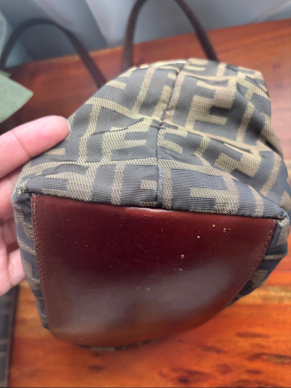 Fendi Brown Zucca Monogram Canvas Mini Tote with Leather Handles - Picture 11 of 16